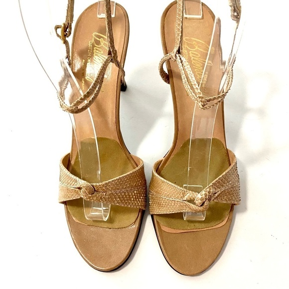 BALENCIAGA Custom Originals Tan Ankle Strap Open-toe Heels Sandals Size 8 AA - Picture 3 of 15